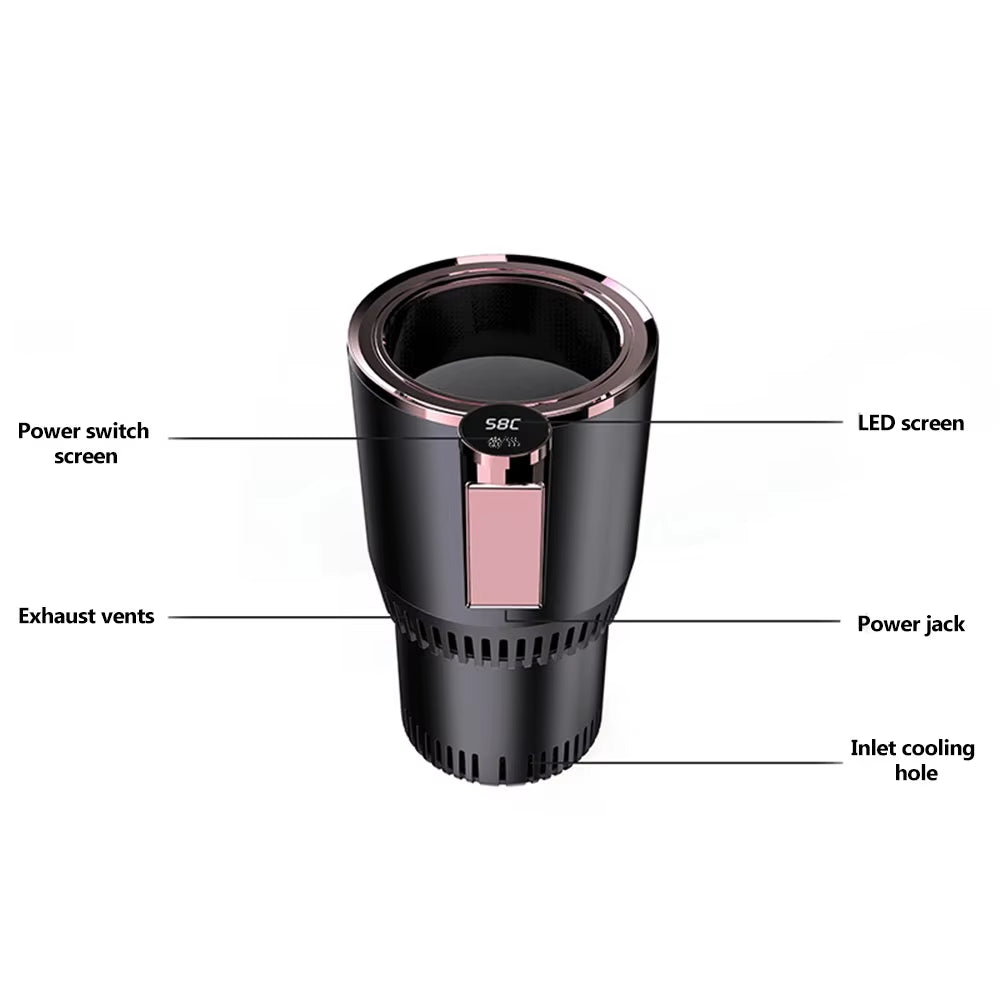 Smart car cup holder with display for home and office.