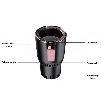 Smart car cup holder with display for home and office.